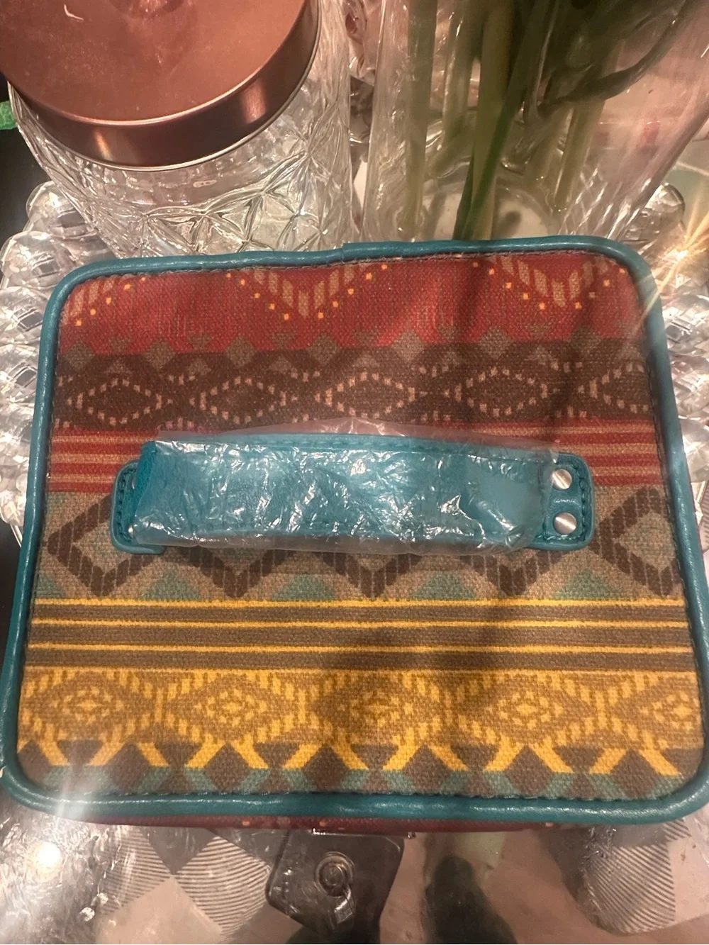 Silpada Tucson Jewelry Travel Case Tote F0007  Southwest Aztec Teal 2015 Western